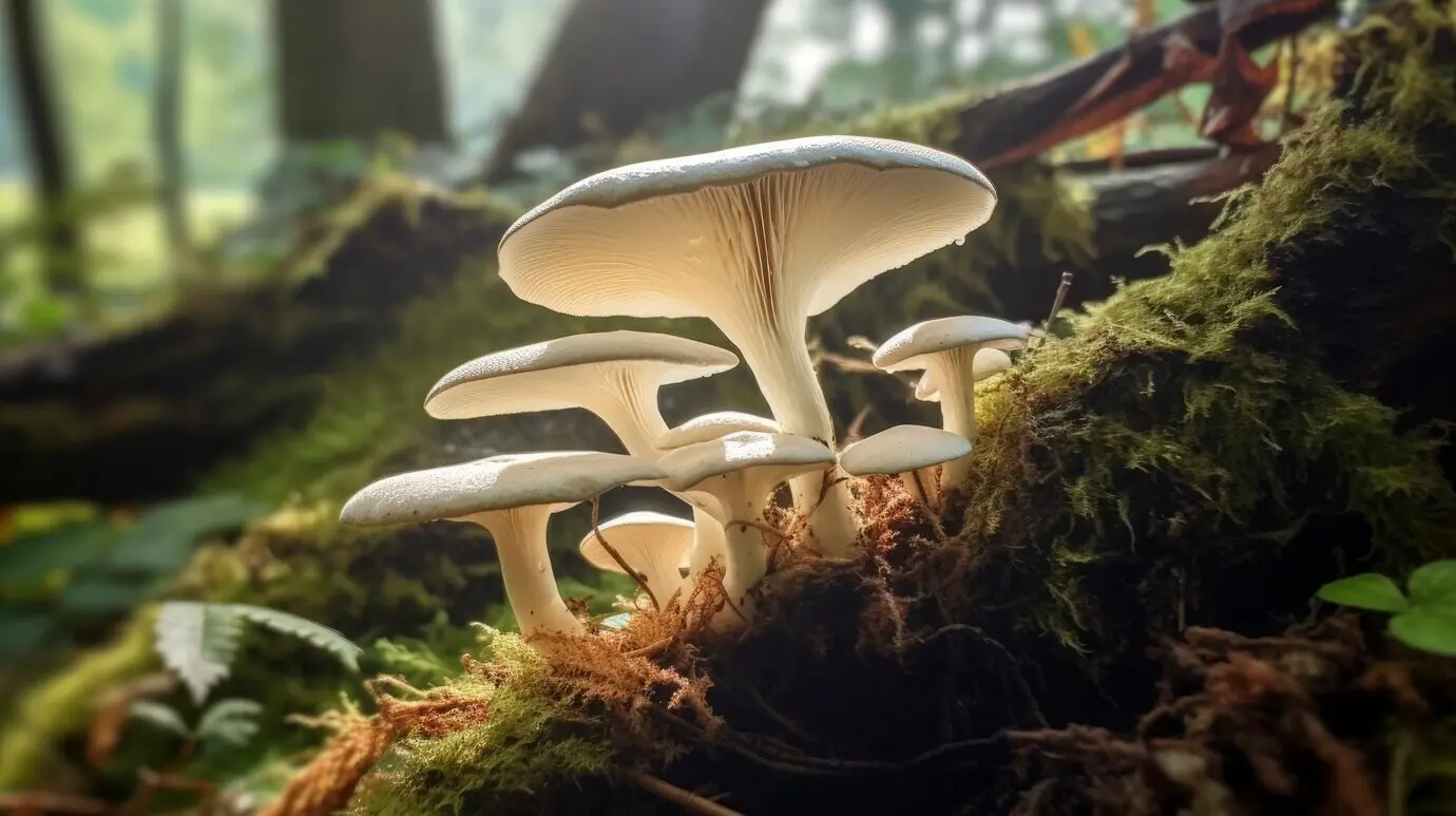 Setas creciendo en el bosque