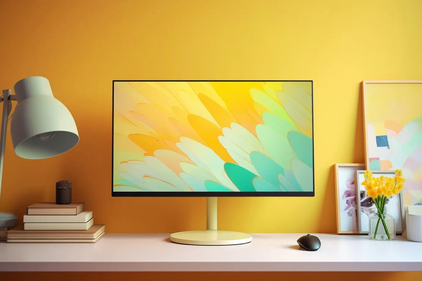 Monitor moderno sobre una mesa elegante